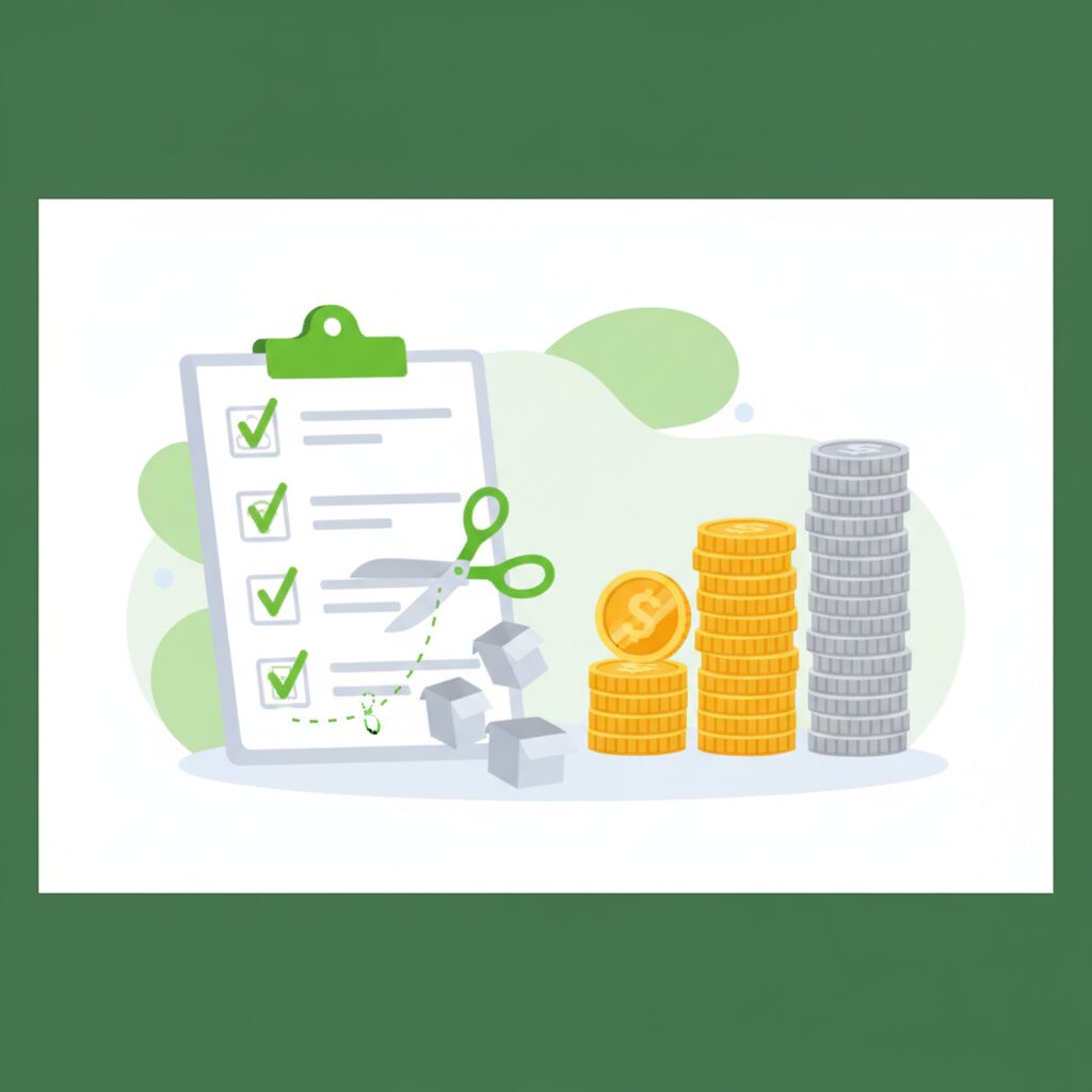 家計見直しと固定費最適化のイラスト